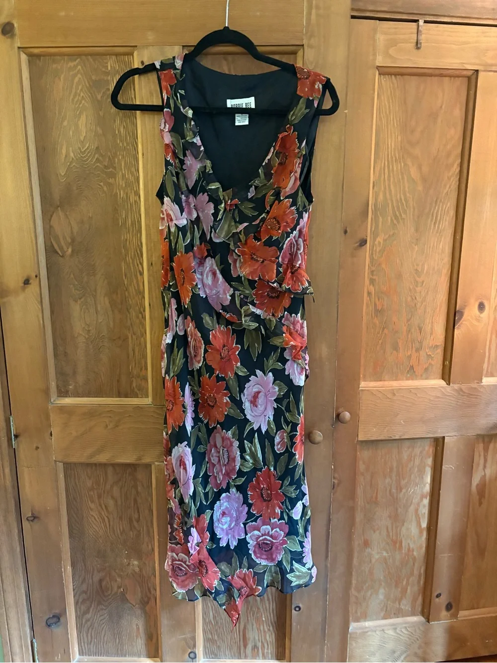 Vintage 90s 100% Silk Floral Midi Dress - Picture 2 of 3